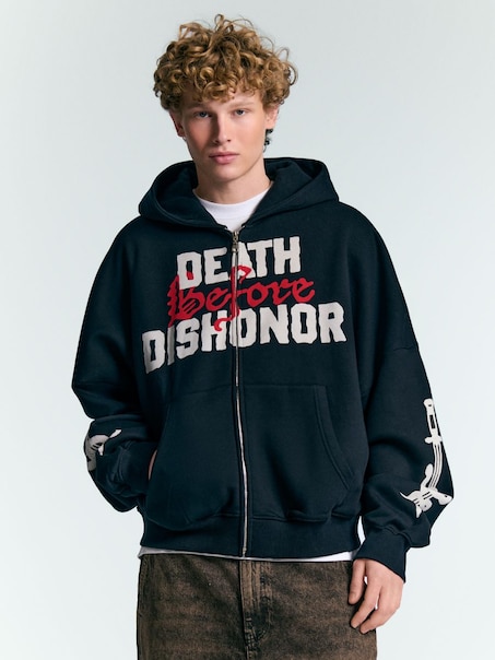 Rozpinana bluza z kapturem i nadrukiem 21 Savage