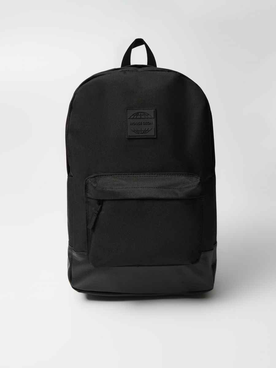 Czarny plecak z łączonych materiałów - czarny - HOUSE