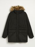 Abrigo con capucha de pelo sintético - negro - HOUSE - small6
