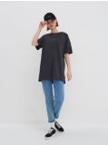T-shirt oversize z kieszonką - ciemnoszary - HOUSE - small1