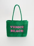 Pleciona torba shopper z napisem zielona - zielony - HOUSE - small1