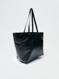 Czarna torba shopper z imitacji skóry - czarny - HOUSE - small3