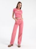 Jeansy straight fit z wysokim stanem różowe - różowy - HOUSE - small1
