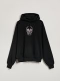 Czarna bluza z kapturem i nadrukiem o obniżonej linii ramion - czarny - HOUSE - small4