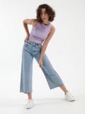 Jeansy culotte z efektem sprania w stylu vintage - niebieski - HOUSE - small1