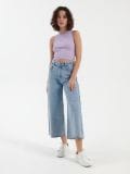 Jeansy culotte z efektem sprania w stylu vintage - niebieski - HOUSE - small4