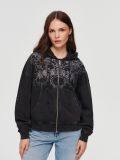 Rozpinana bluza z kapturem i cyrkoniami - czarny - HOUSE - small1