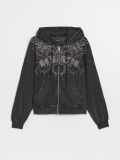 Rozpinana bluza z kapturem i cyrkoniami - czarny - HOUSE - small5
