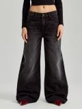 Jeansy wide leg mid waist czane - czarny - HOUSE - small2