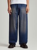 Granatowe jeansy skater fit z przetarciami - brązowy - HOUSE - small2