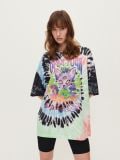 Koszulka oversize tie-dye z psychodelicznym nadrukiem - czarny - HOUSE - small4