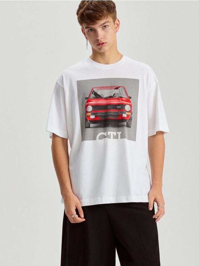 Tricou cu imprimeu Volkswagen Culoare alb - HOUSE - 008CY-00X