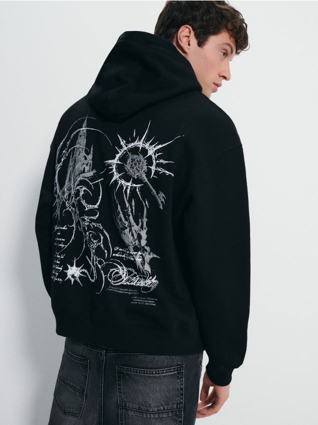 Felpa Uomo Vintage Con Stampa Floreale, Girocollo, Oversize