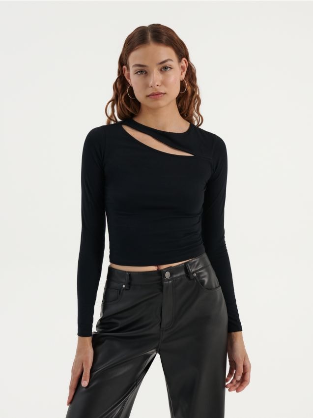 H&M Basic Koszulka z golfem czarny W stylu casual Moda Koszulki Koszulki z golfem 