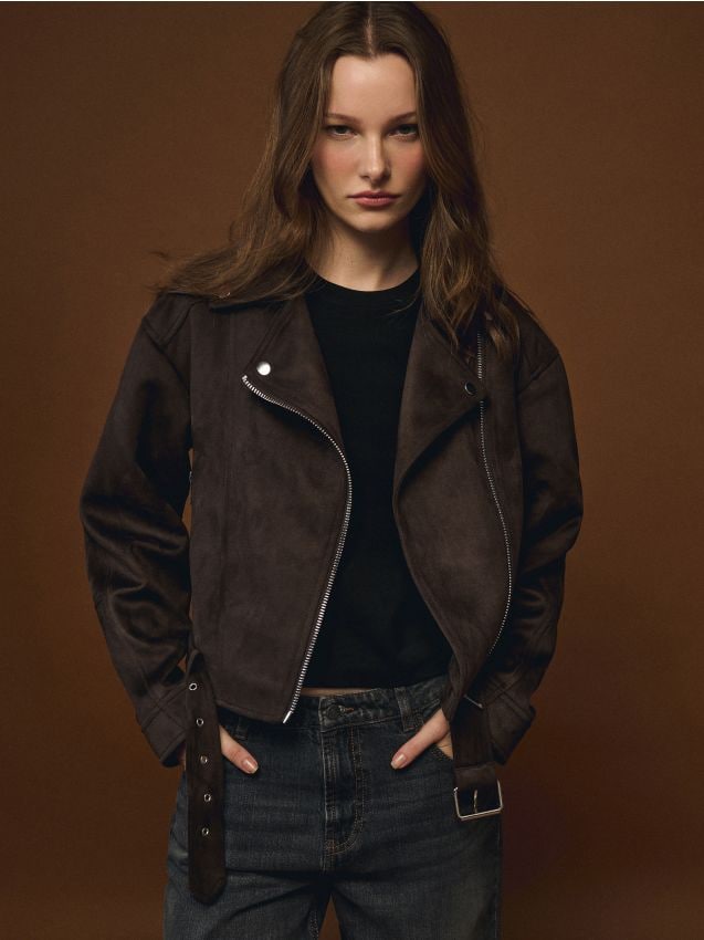 ERIKA Krótka ramoneska ze skóry ekologicznej czarna (11Z8028) J STYLE