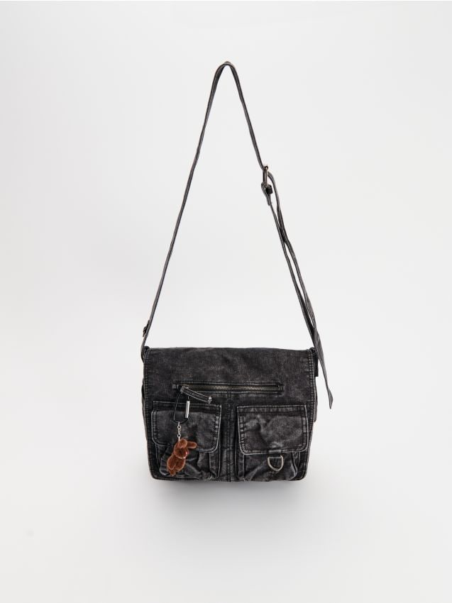 Jeansowa torebka czarna acid wash - HOUSE - 057EA-99X