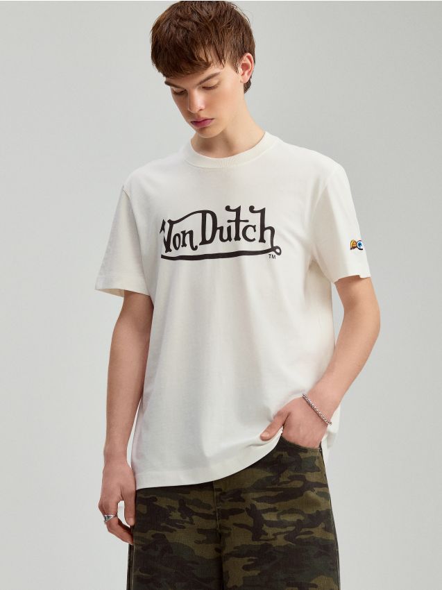 Tricou cu imprimeu Von Dutch Culoare cremă - HOUSE - 072FQ-01X