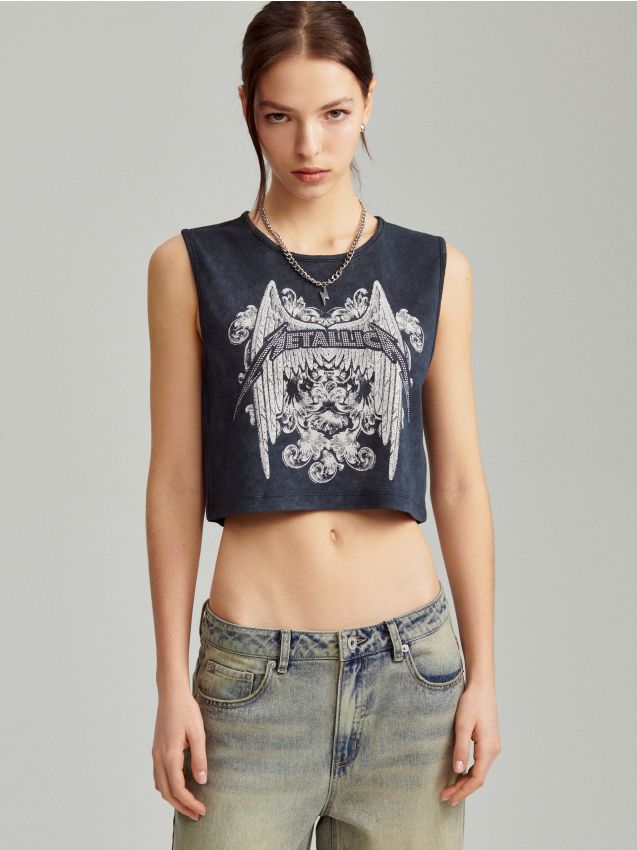 【HI FI FNK】Techno Cropped Top Crop top w stylu techno na festiwale i po godzinach