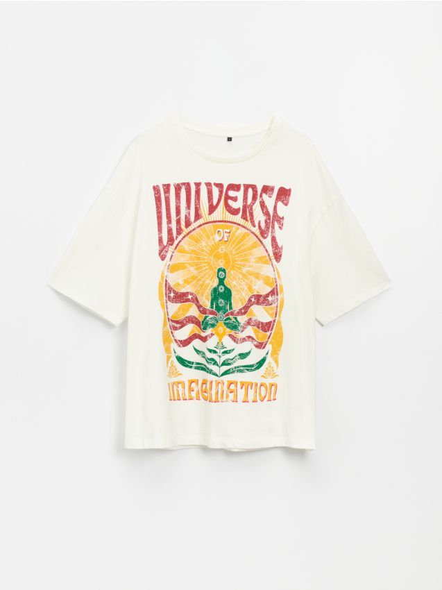 Tričko oversized Universe - cream - HOUSE