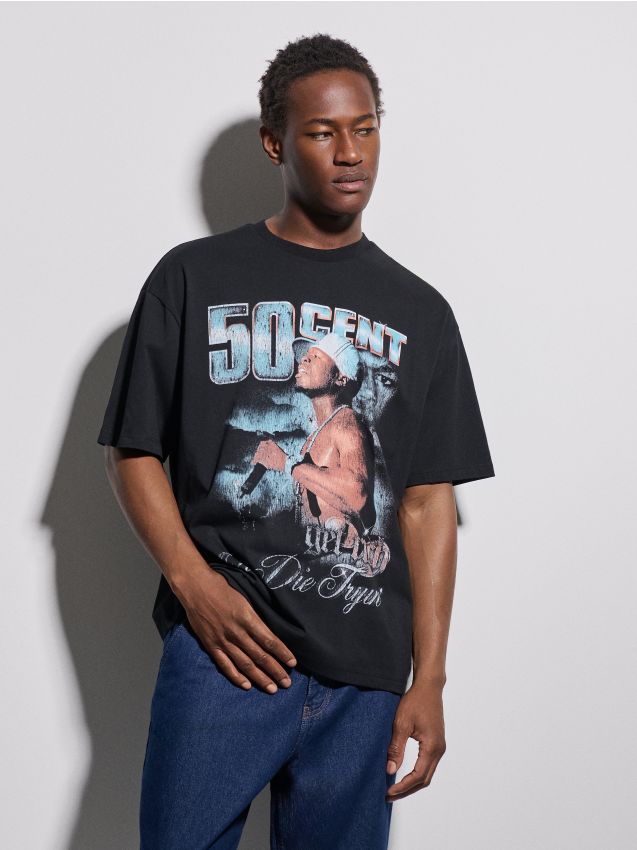 Tricou cu imprimeu 50 Cent Culoare negru - HOUSE - 094HY-99X
