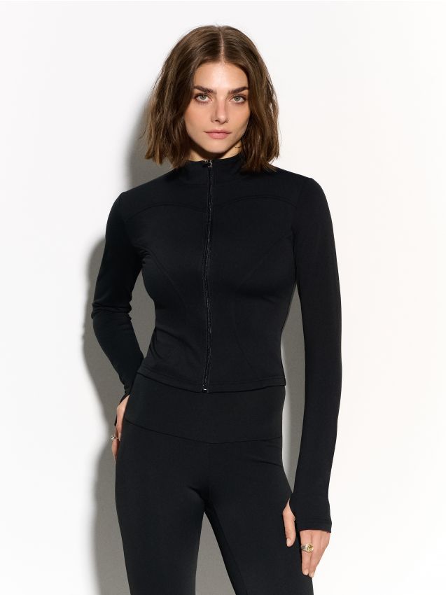 Rozpinana czarna bluza ze stójką - HOUSE - 097GB-99X