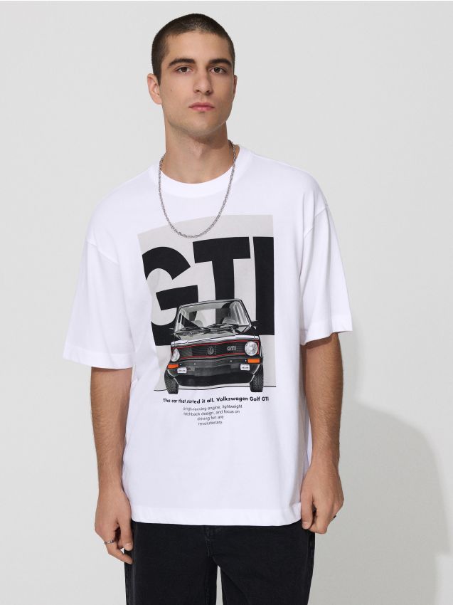 Tricou cu imprimeu Volkswagen GTI Culoare alb - HOUSE - 111GG-00X