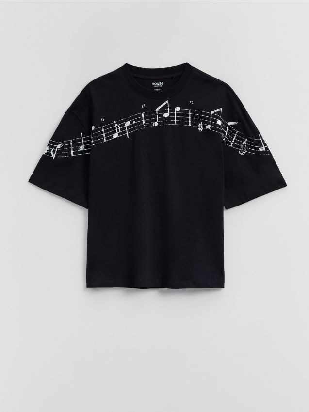 Tricou cu imprimeu Culoare negru - HOUSE - 180LS-99X
