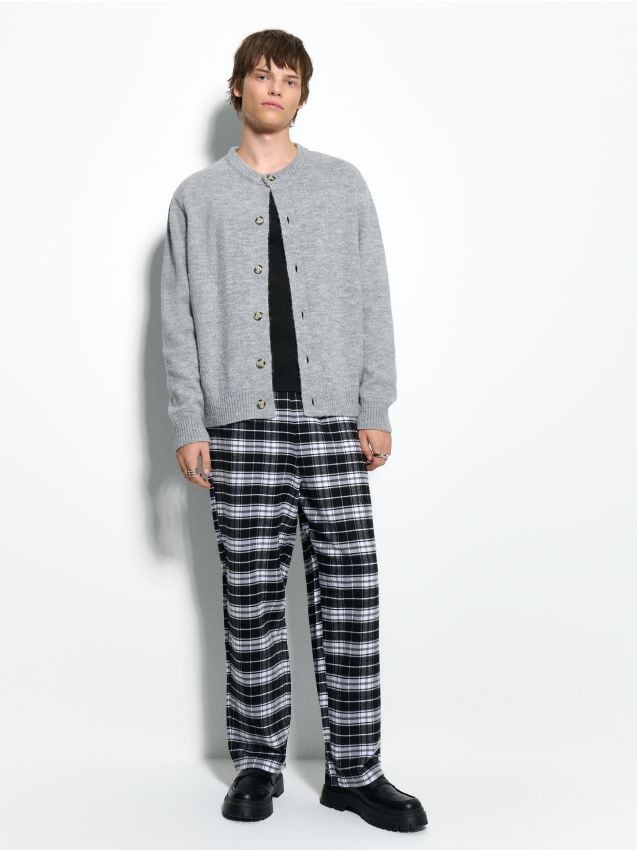 house on the hill pants（checker）　90 Spodnie w czarno-białą kratę - HOUSE - 190HP-99X