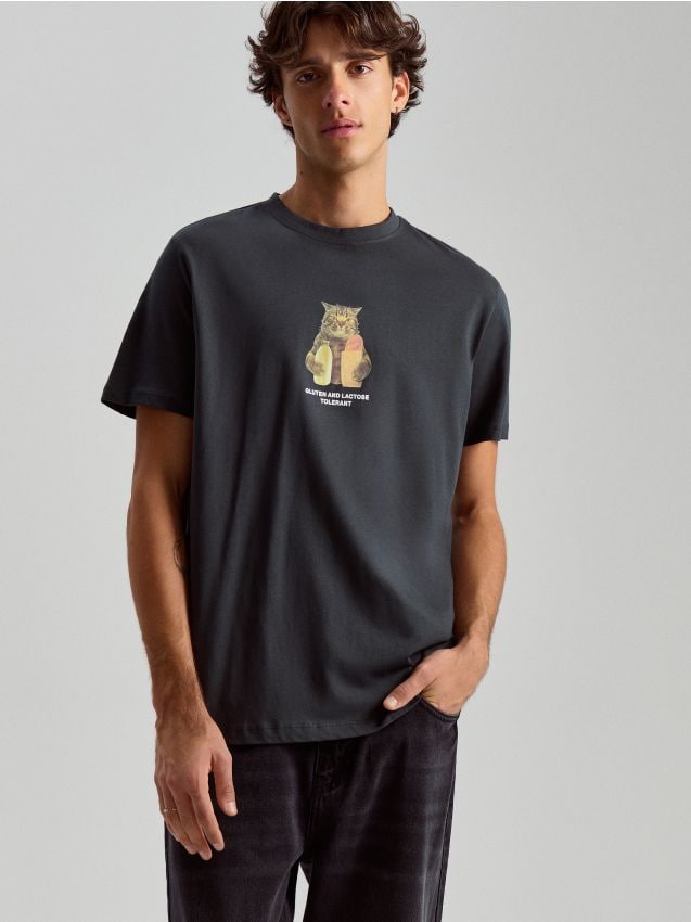 house on the hill カットソー Tricou cu imprimeu Culoare gri închis - HOUSE - 193AG-90X