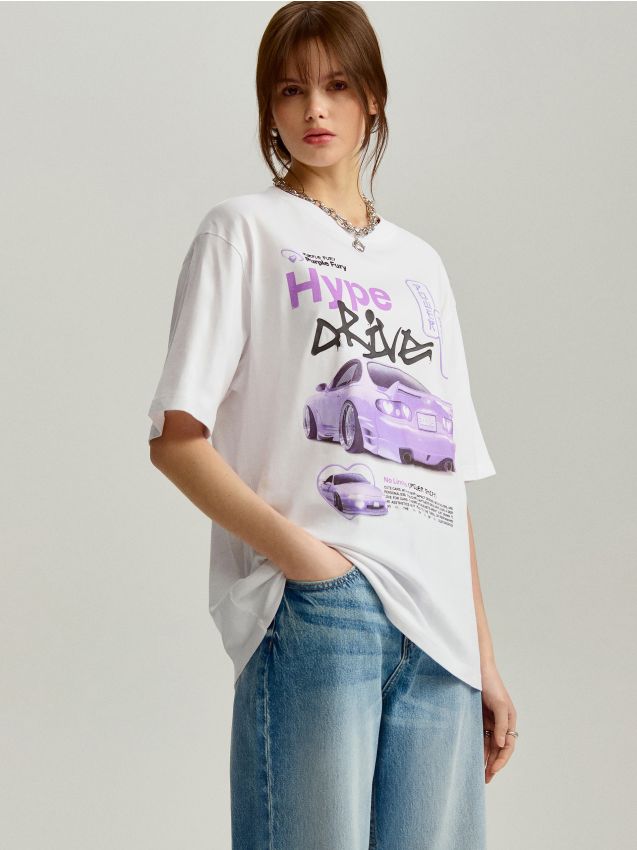 Kremowa koszulka z nadrukiem Hype Drive - HOUSE - 237EA-01X