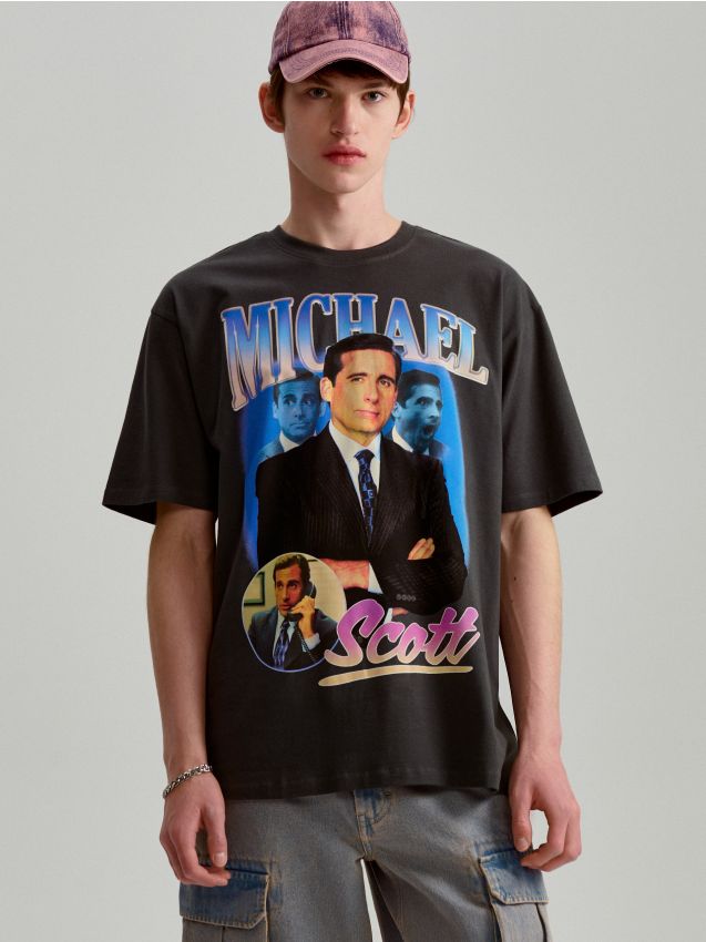 T-Shirt mit Druck Michael Scott Farbe dunkelgrau - HOUSE - 294AG-90X 