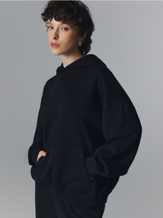 Czarna bluza z kapturem loose fit - HOUSE - 354GE-99X