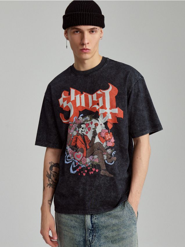 【Raucohouse】Crescent ghost printing damage over t-shirt B1pppR4gVKL._CLa|2140,2000|