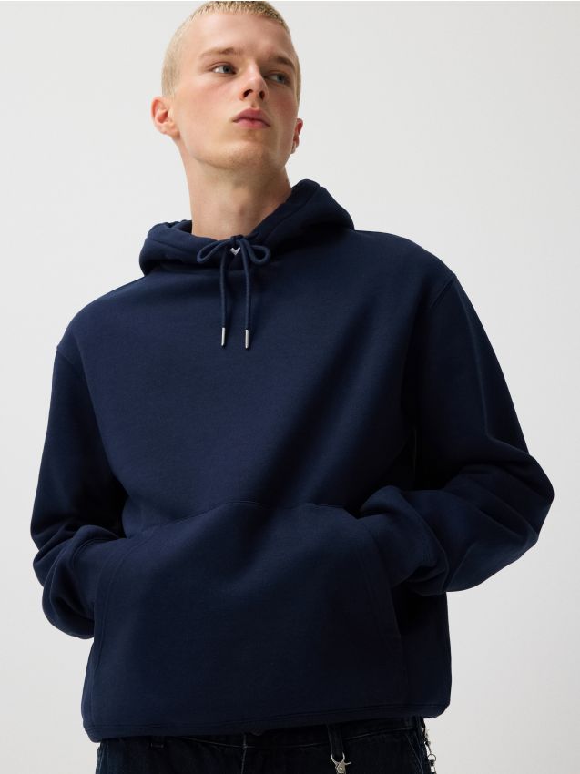 Granatowa bluza basic regular fit z kapturem