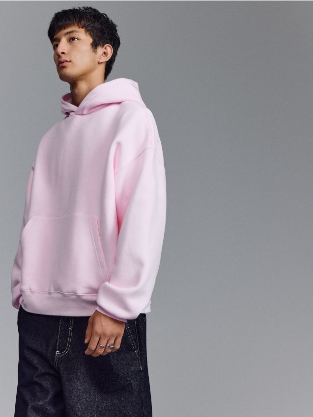 Jasnoróżowa basic bluza z kapturem