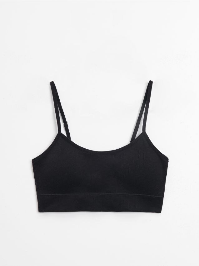 Top a reggiseno a costine nero - Nero - HOUSE