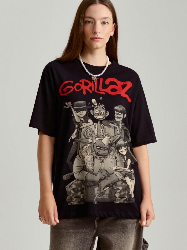 Tricou loose fit Gorillaz Culoare negru - HOUSE - 465CC-99X