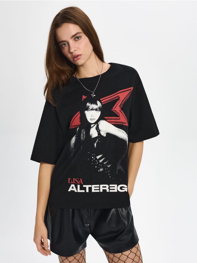 Tricou cu imprimeu Lisa Alterego Culoare negru - HOUSE - 505HD-99X