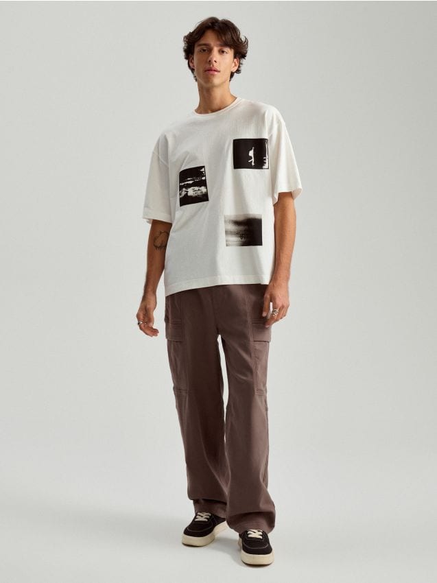 NO COFFEE × CLUBHAU PADDED LONG PANT M Spodnie skater fit brązowo-zielone - HOUSE - 563CC-98X