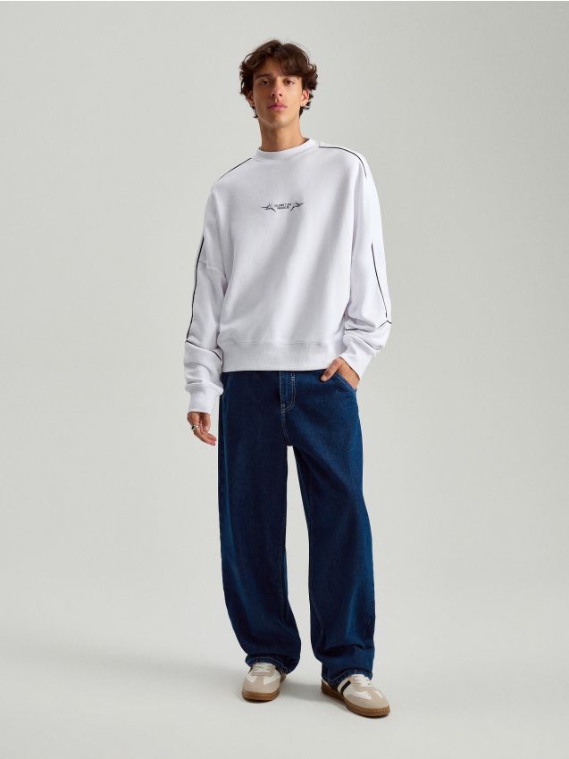 House on the Hill tops &Pants （Ski）90 Granatowe jeansy skater fit z kontrastowymi szwami - HOUSE - 649CG-59J