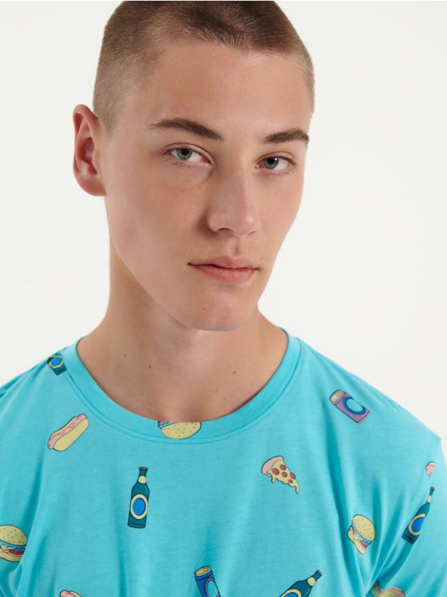 T-krekls ar vienlaidu apdruku - light blue - HOUSE