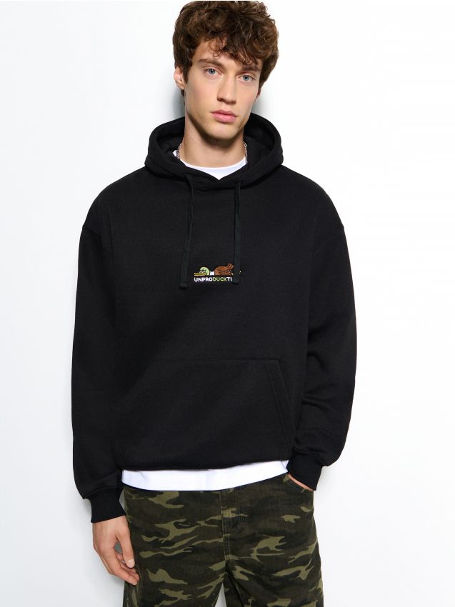 office worker Czarna bluza z haftem Unproductive - HOUSE - 667II-99X