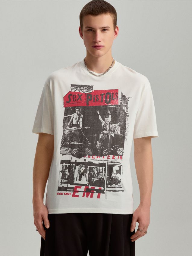 Tricou cu imprimeu Sex Pistols Culoare cremă - HOUSE - 711EE-01X