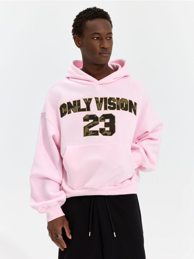 Jasnoróżowa bluza z nadrukiem Only Vision z motywem camo