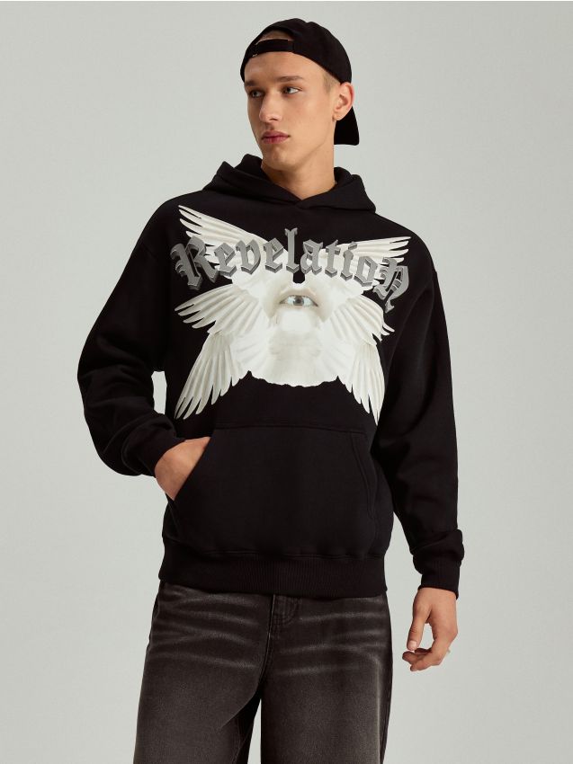 Bluza z kapturem i nadrukiem o kroju loose fit - HOUSE
