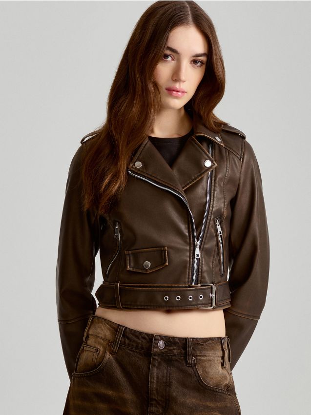 Geacă biker Culoare maro - HOUSE - 757BL-88X