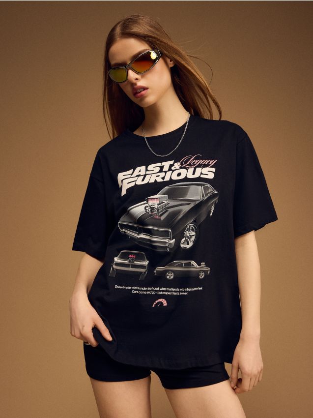 Футболка з принтом Fast & Furious Колір чорний - HOUSE - 822JK-99X