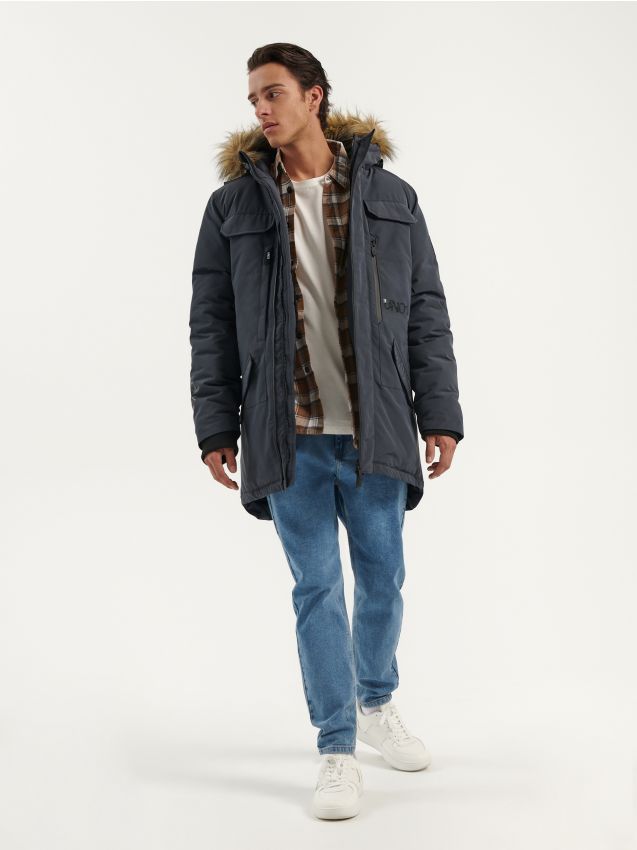 Parka imbottito con cappuccio - grigio scuro - HOUSE