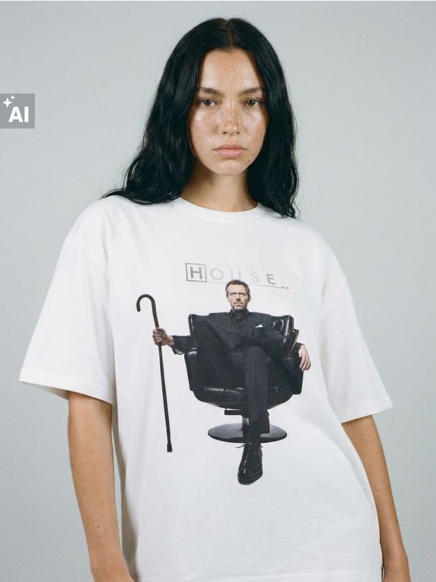 Tricou cu imprimeu Dr House Culoare alb - HOUSE - 828KR-00X