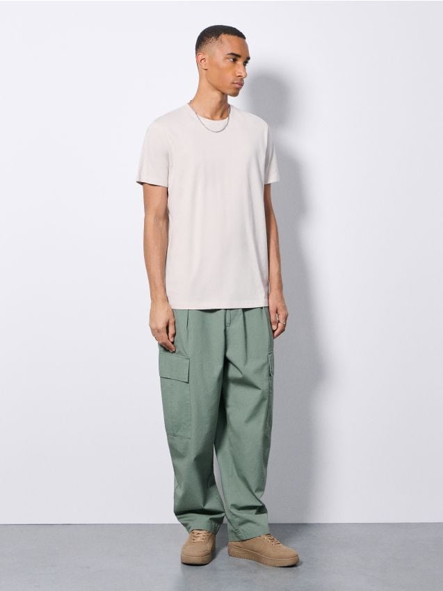 GROWN ◆Buoy Stripe Top&Pant 3y Oliwkowe spodnie cargo z gumką w pasie - HOUSE - 886GL-78X